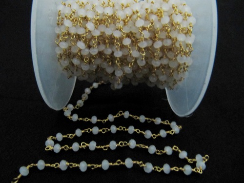 White chalcedony Beaded Chain