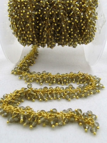 Smokey Quartz Glass beads metal chains By SHRI AMBIKA UDYOG
