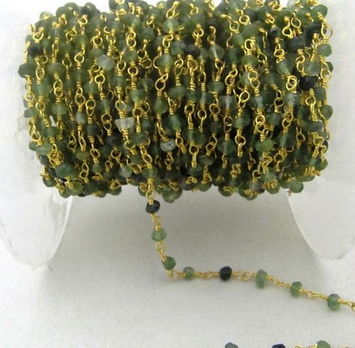 3 Ft-Natural Serpentine Chain Rondelle Faceted Beaded Chain 3-4mm Rosary Chain