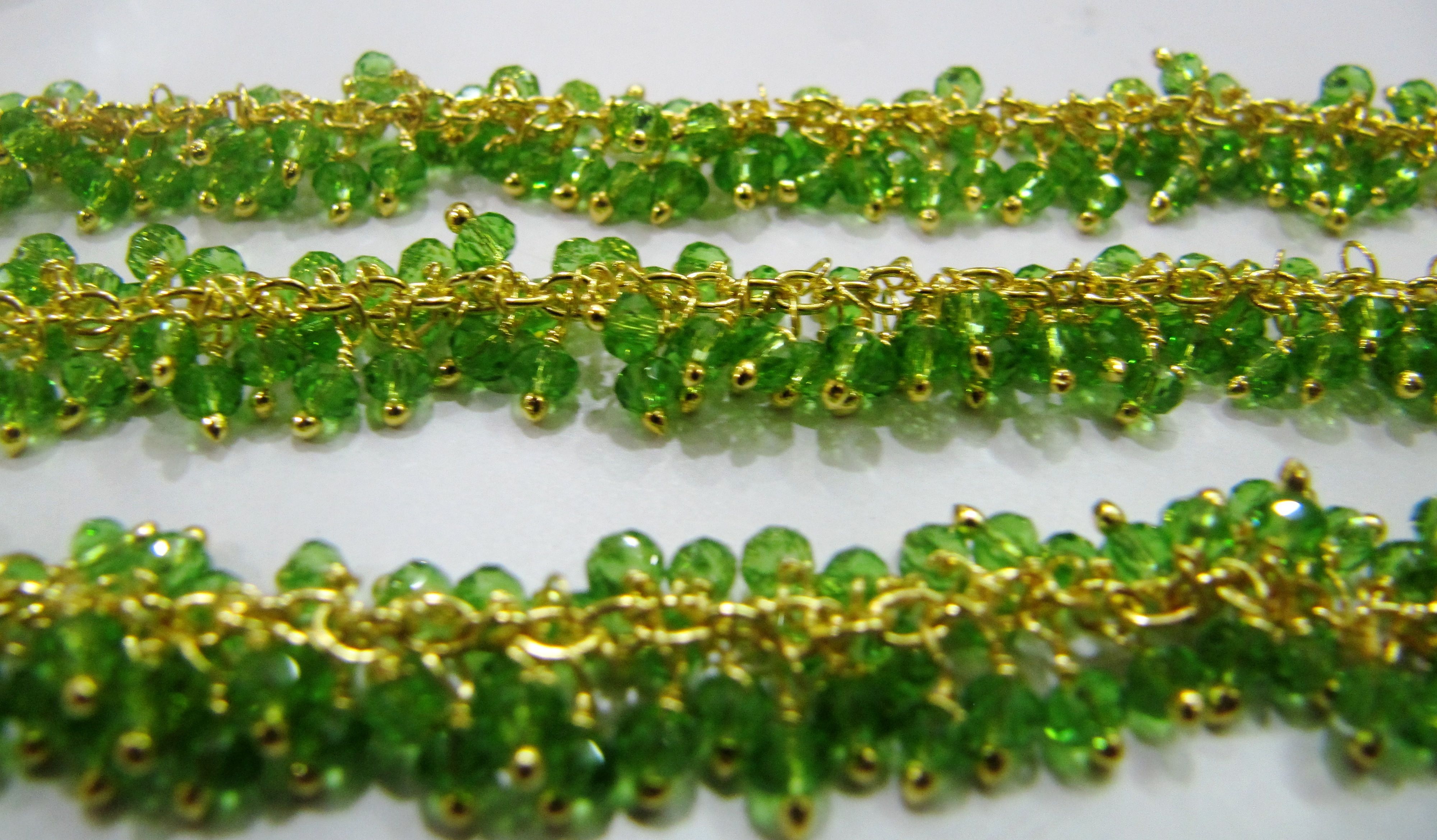 Peridot Glass Beads Silver plated Chains