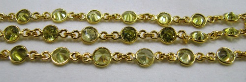 Peridot color Zircon Cut Connector Chain