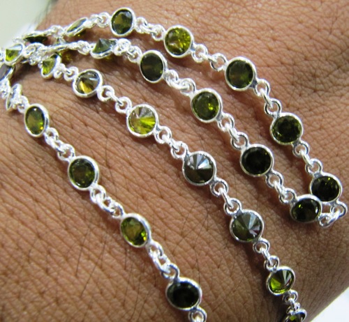 Olive Green zirconia Sterling Silver Tiff chains