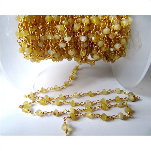 Natural Yellow Opal Beaded Stone Chain