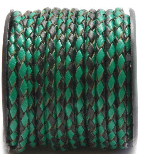 Green/Black Braided Leather Cords