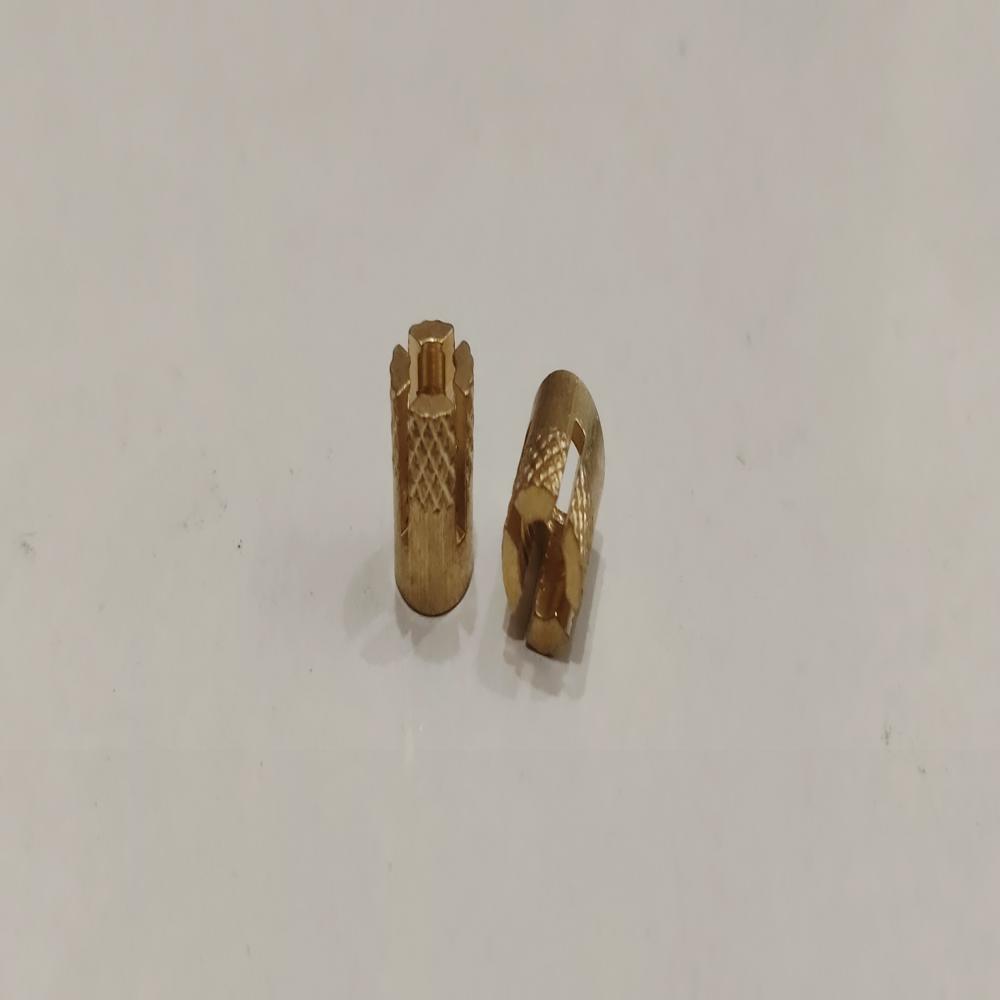 Threaded Expansion Inserts - Free Cutting Brass, M2 to M8 Size Range, Golden Finish, 0.02 mm Tolerance, CNC Machining Compatible, Deep Groove Design