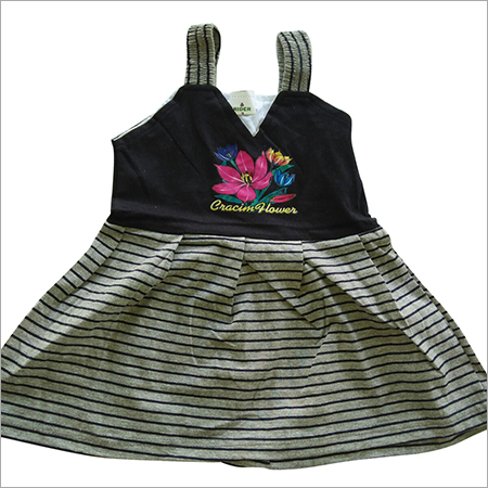 Designer Kids Frock - Spandex Material, Sizes XS-S-M, Black and Silver Color | Modern Style, Printed Pattern, Highly Comfortable, Easy to Wash
