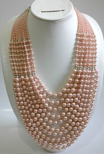 Leather Necklace Cords - Imitation Pearl, 18 Inches, Peach | Elegant Design, Durable Material, Versatile Style