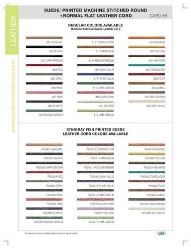 Suede Leather Cords - color chart