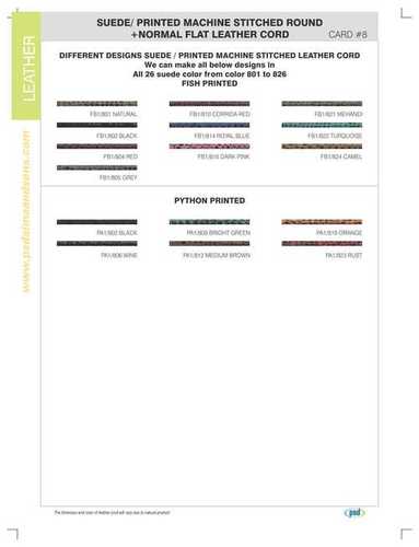 Suede Leather Cords - color chart