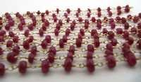Natural Ruby Beads Chain 18 Kt Fine Gold