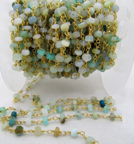 Natural Peruvian  Opal Beaded Stone chains
