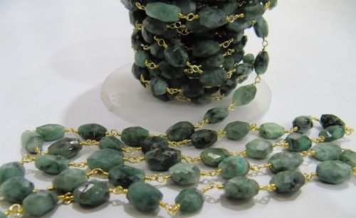 Charms Natural Emerald Beaded Jewelry Chain