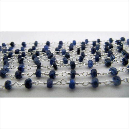 Natural Blue Sapphire Beads Sterling Silver Chains