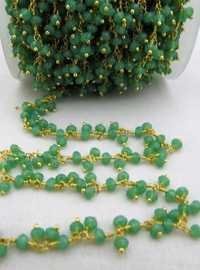 Dyed Emerald Gemstone Flower Chain Rondelle Faceted 3 To 4mm Sold Per Feet - Shape: Round
