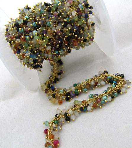 Multi color Semi Precious beads Dangling chain