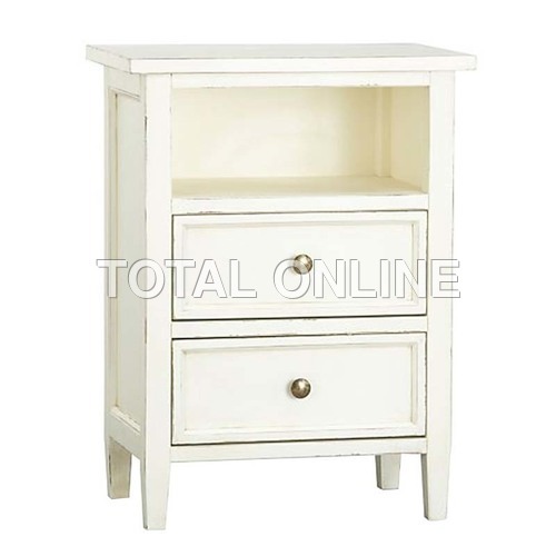 Magnificent White Wooden Bedside Table