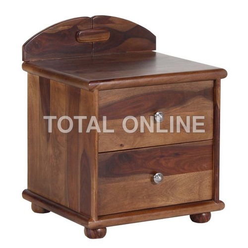 Splendid Wooden Bedside Table - Sheesham Wood, 18x18x21 Inches | Two Drawers, Smooth Top, Traditional Style