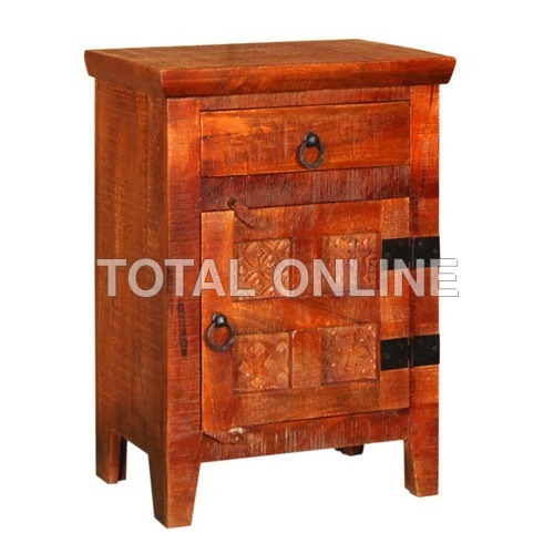 Wooden Bedside Table With Block Design