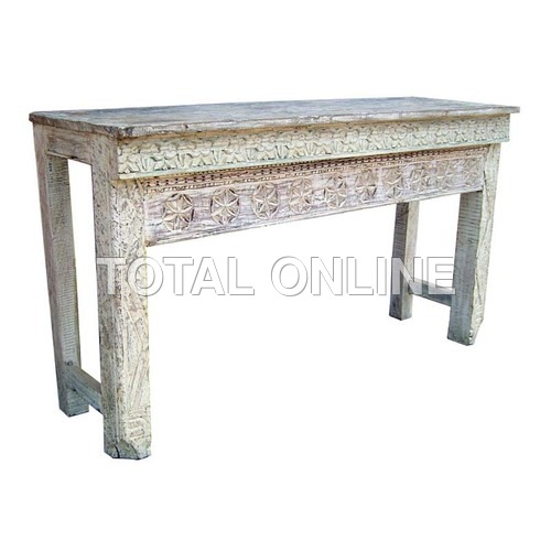 Elegant Wooden Side Table With Carvings