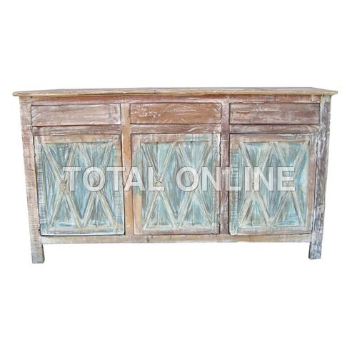 Spellbinding Wooden Sideboard With Carvings