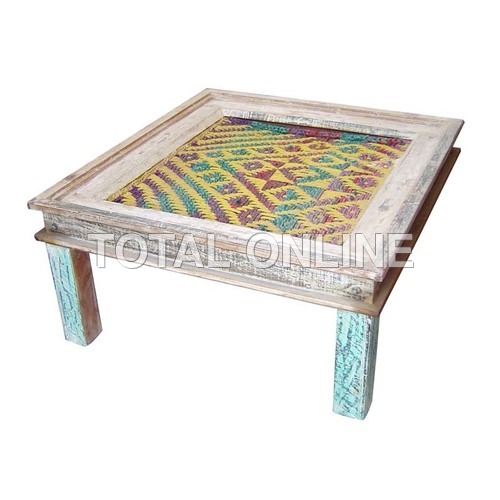 Stunning Pouf Table With Carvings