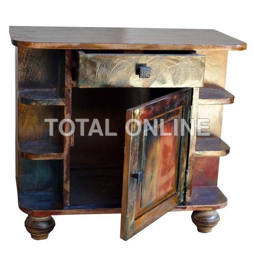 Reclaimed Mango Wood Bedside with 1 Drawer and 1 D