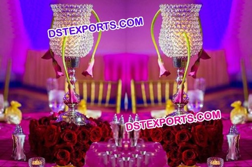Wedding Center Piece Crystal Lamp - Crystal Metal, 24 Inches Height, Clear Color, Elegant Goblet Design, Crystal Accents, Durable Material, Requires Assembly