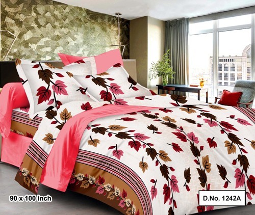 Bedsheet - 100% Cotton Satin, Queen Size 90x100 with 2 Printed Pillow Covers | Available in 4 Vibrant Colors, Thread Count 210