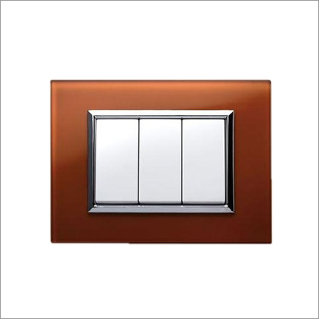 Myrah EDGE - Glass, Metal, 86x86 mm, Brown, 10A, 230V | Easy Installation, Durable Design, Modern Style, Three Toggle Switches