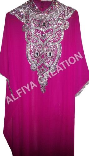 Gorgeous silver embroidery fancy dubai farasha kaftan dress