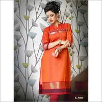 Orange Chiffon Ladies Kurtis