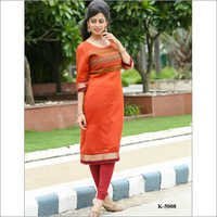 Orange Designer Georgette Kurtis