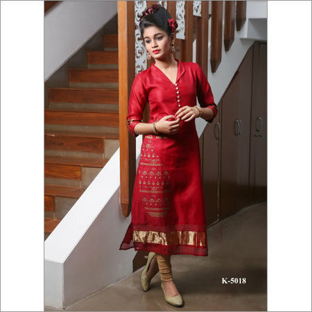 Red And Golden Designer Kurtis