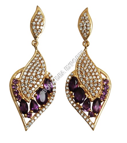Brass Earrings - Brass Alloy Stud Design Ideal for Women | Classy Finish Glossy Stones Easy to Clean Perfect for Special Occasions
