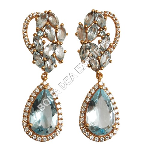 Brass Jewellery - Hoop Earrings with Brass and Decorative Stones , Flawless Finish and Long-Lasting Gloss for Elegant Style on Any Occasion