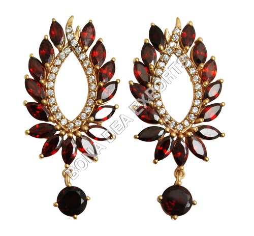 Brass Jewellery - Elegant Stud Earrings with Brass Material Beautiful Stones and Captivating Design for Special Occasions