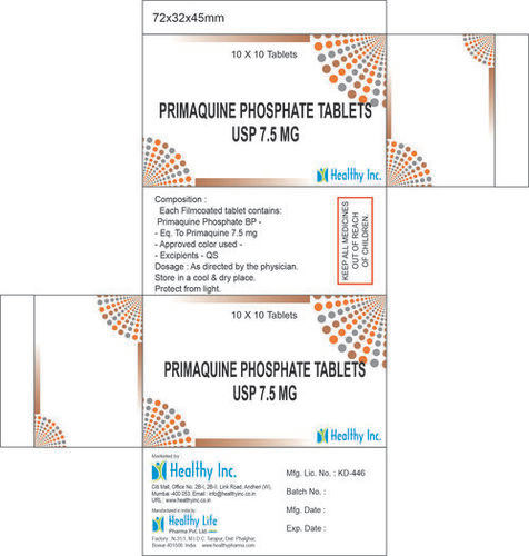 Primaquine Phosphate Tablets Ip 7.5 Mg Cool & Dry Place