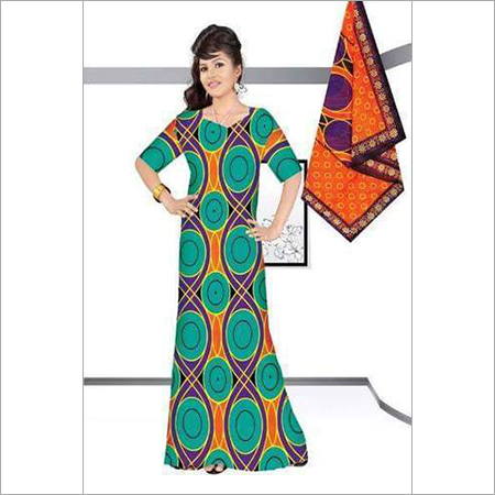 Printed Nighty with Dupatta
