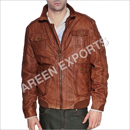 Leather Brown Bomber Jacket
