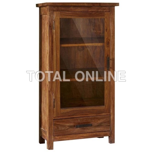 Vertical Wooden Kitchen Cabinet With Glass Door
