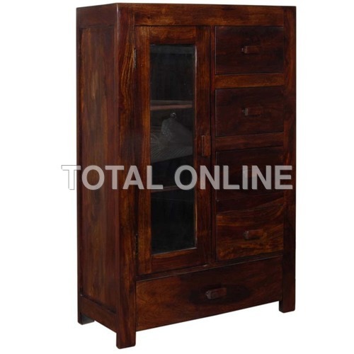The Vivid and Livid Buffet and Cabinet - Sheesham Wood, 91x36x119 cm, Dark Brown | Spacious Storage, Elegant Design, Versatile Style
