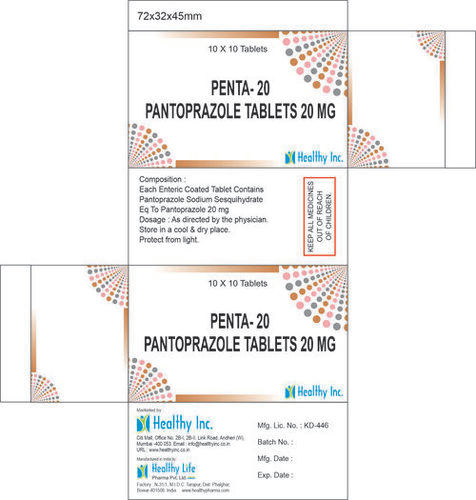 Penta-20 20 Mg Pantoprazole Tablets Medicine Raw Materials