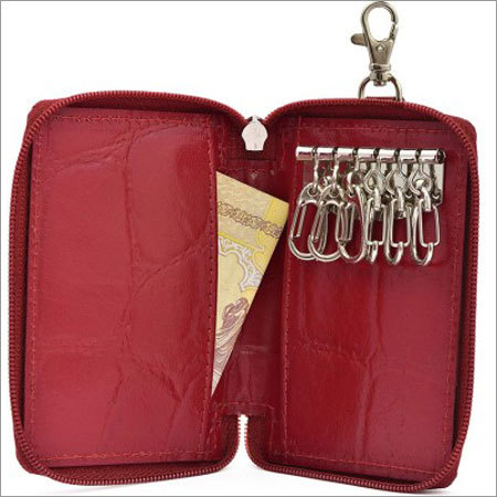 Leather Key Pouch Rivory Bros Croc Fusion(Red)