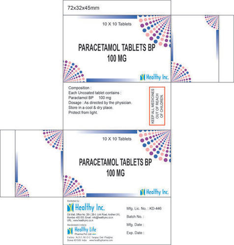 100mg Paracetamol Tablets IP
