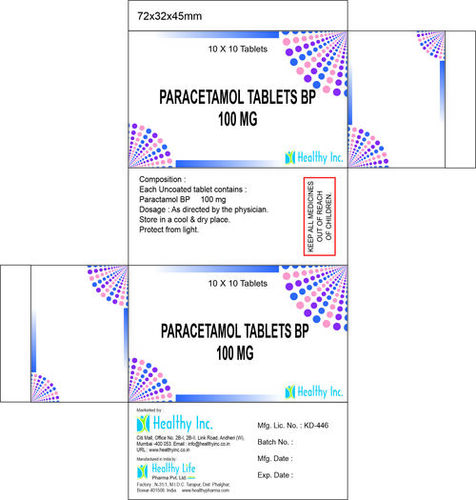 100mg Paracetamol Tablets IP