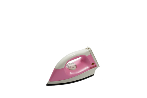 Dry Iron - Plastic Metal 25x12cm Pink, 1000W Fast Heating Non-Stick Soleplate Lightweight