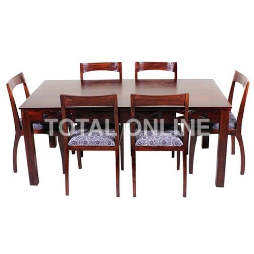 Sober Looking Dining Table With Six Padded Chairs