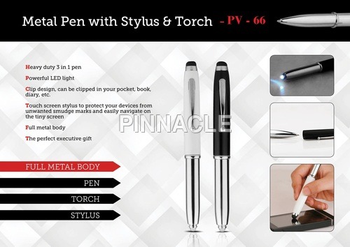 Metal Pen with Stylus & Torch