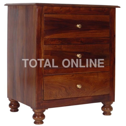 Persuasive Wooden Chest of Drawer - Sheesham Wood, 70x40x75 cm, Dark Brown | Three Drawers, Polished Finish, Compact Size