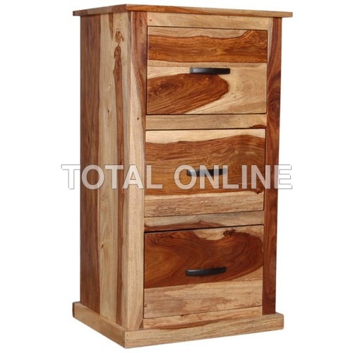 Superior Wooden Chest of Drawer - Sheesham Wood, 55x40x90 cm | Three Drawers, Elegant Design, Natural Finish